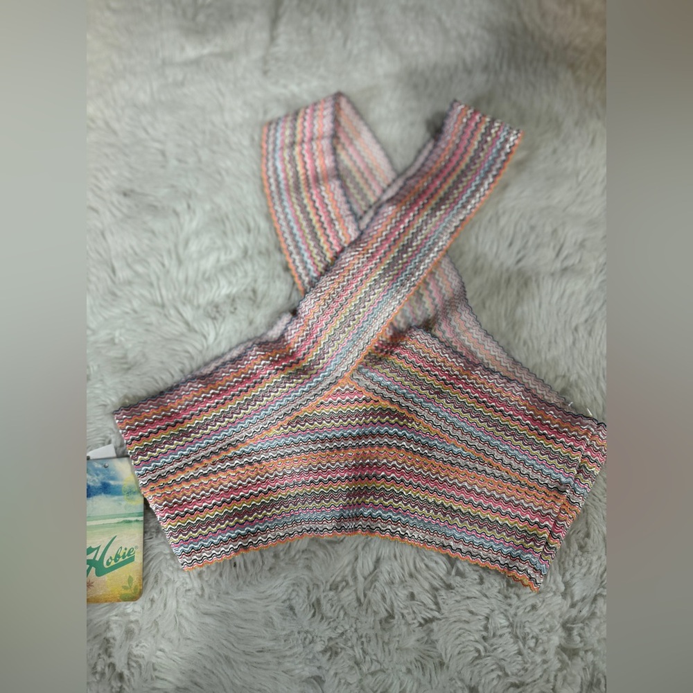 NWT Hobie Rainbow Criss Cross Swim Top - Picture 2 of 10